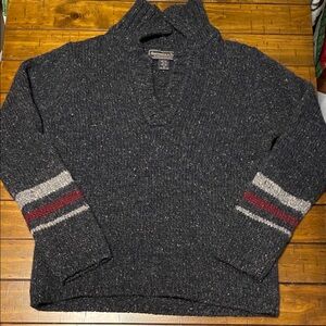 Men's Abercrombie & Fitch Gray Wool Winter Sweater. 100% Wool. Cabincore Size S